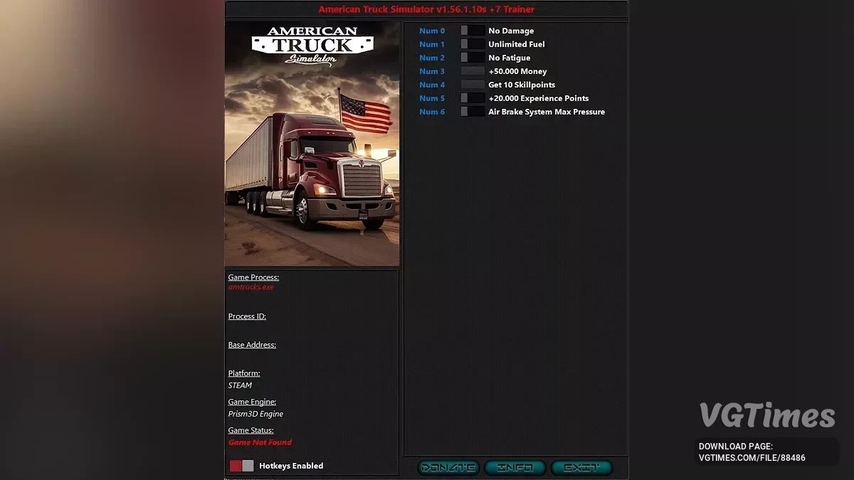 American Truck Simulator — Трейнер (+7) [1.56.1.10s]