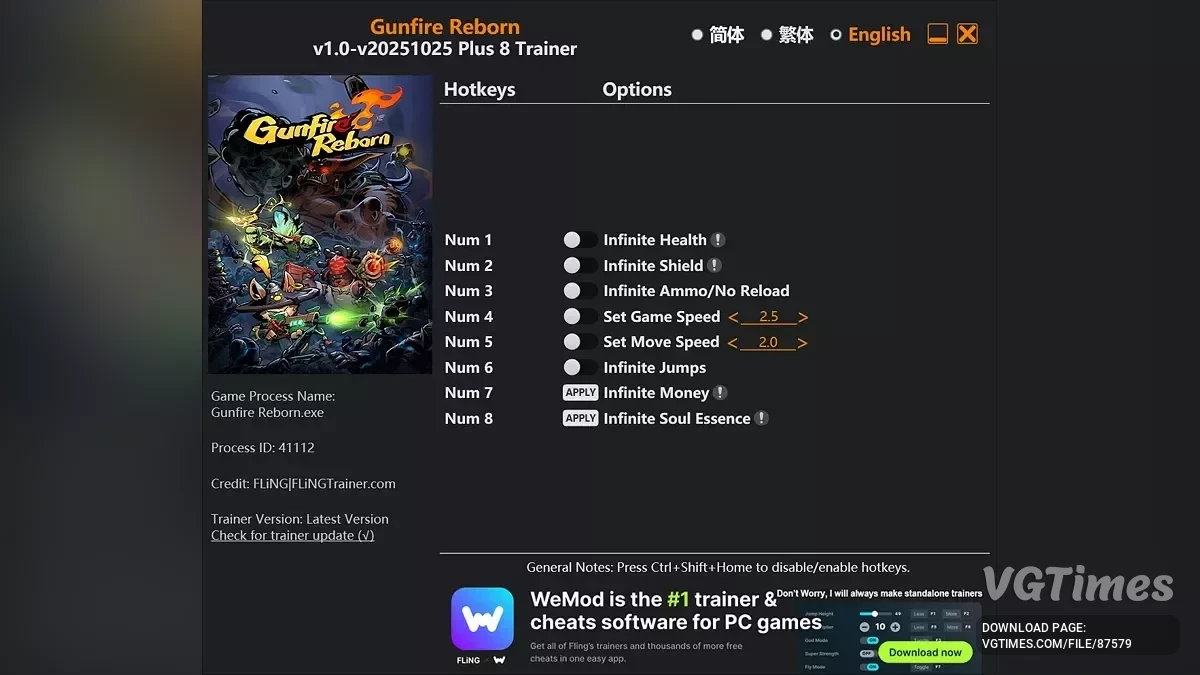 Gunfire Reborn — 修改器 (+8) [25.10.2025]