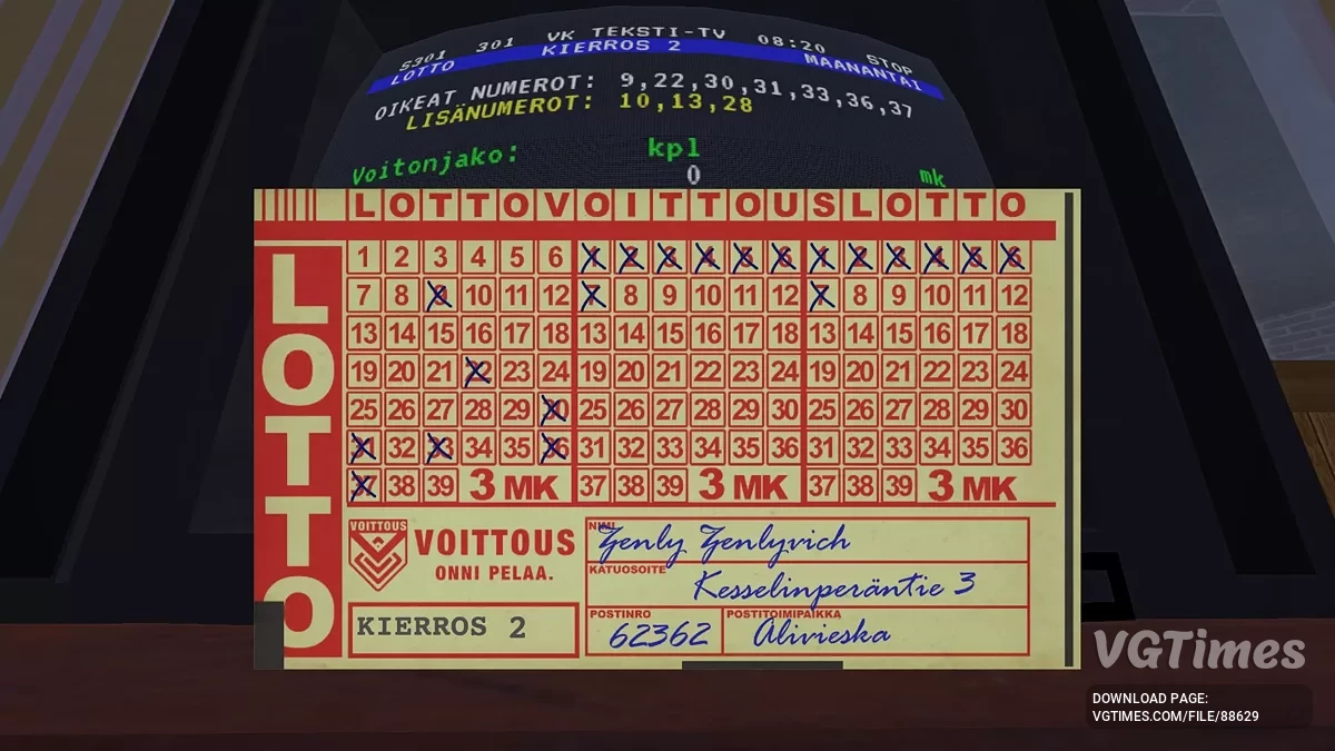 My Summer Car — Повністю зібрана Сатсума GT, сюжет не змінено, у вітальні лежить виграшний лотерейний квиток