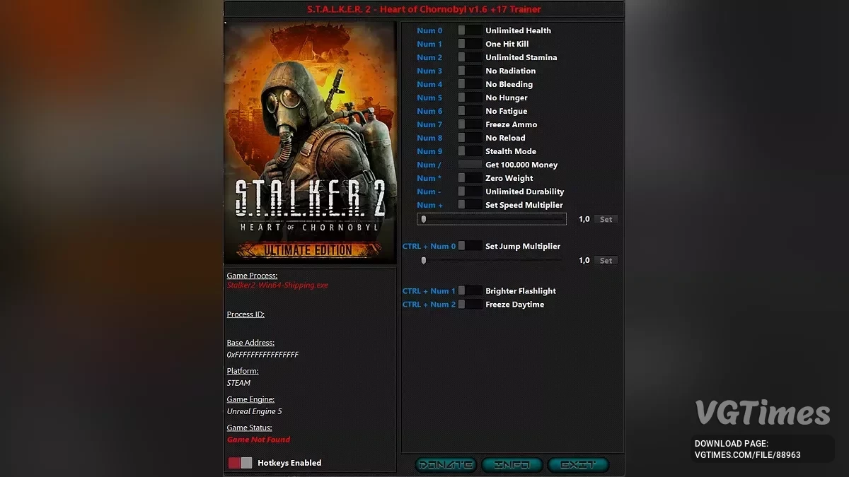 S.T.A.L.K.E.R. 2: Heart of Chornobyl — Трейнер (+17) [1.6 Виправлення #3]