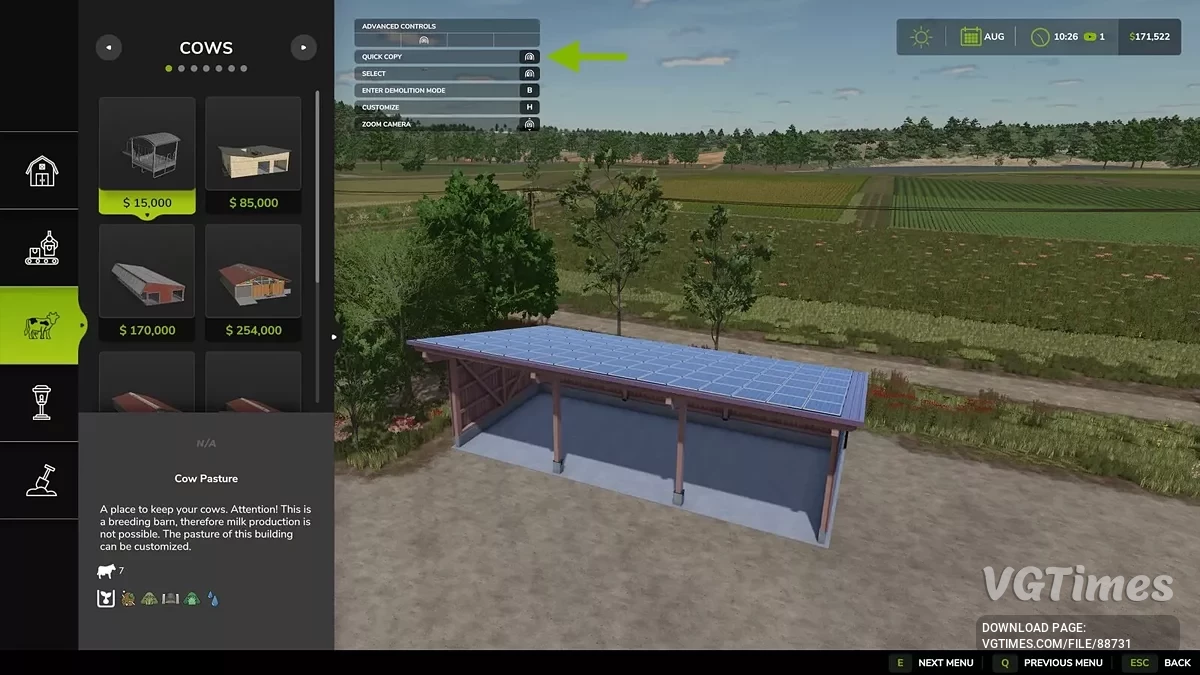 Farming Simulator 25 — İnşaat Ekranı İyileştirmesi