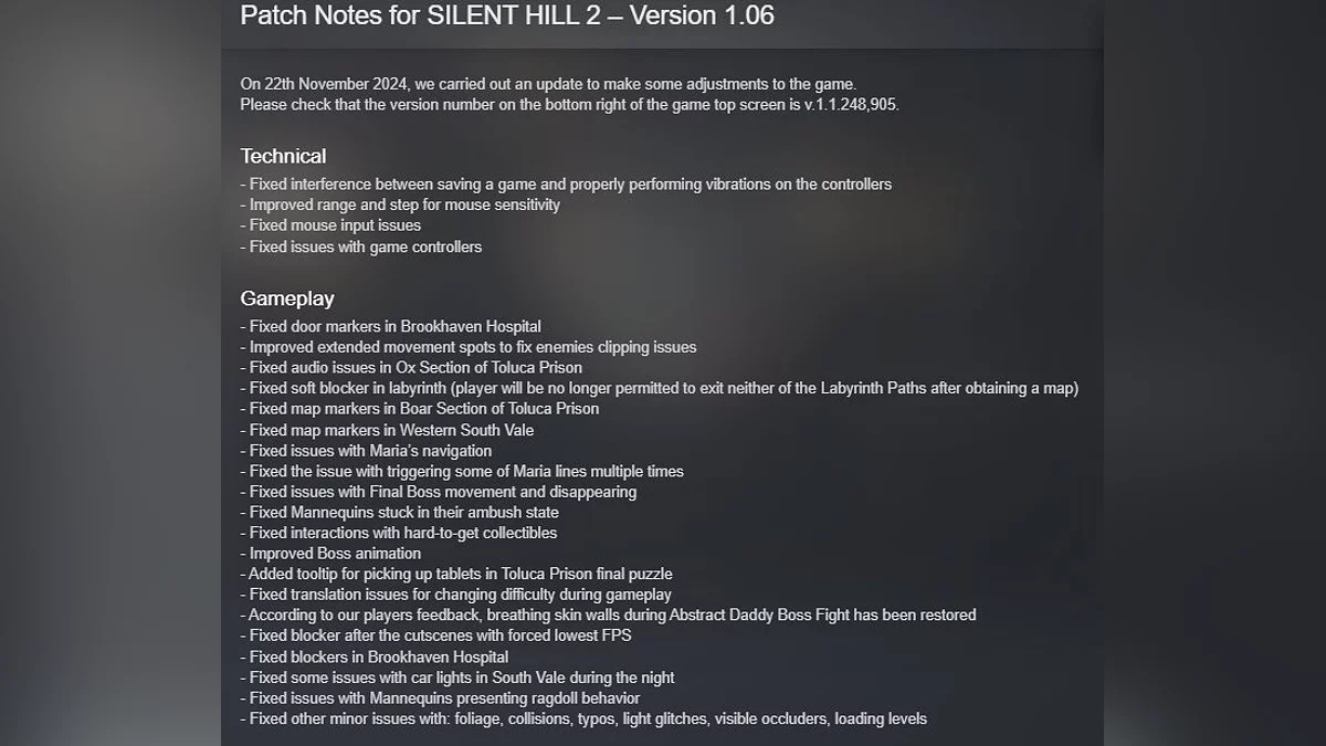 New Patch Adds «Breathing Walls» to Silent Hill 2 Remake