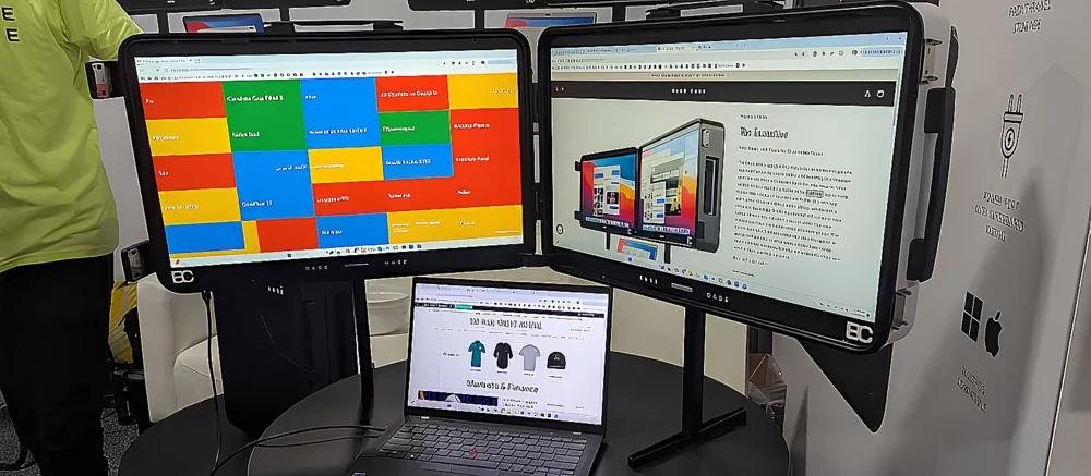 Caso Base Transforma uma Mala em uma Estação de Trabalho com Duas Telas na CES 2025