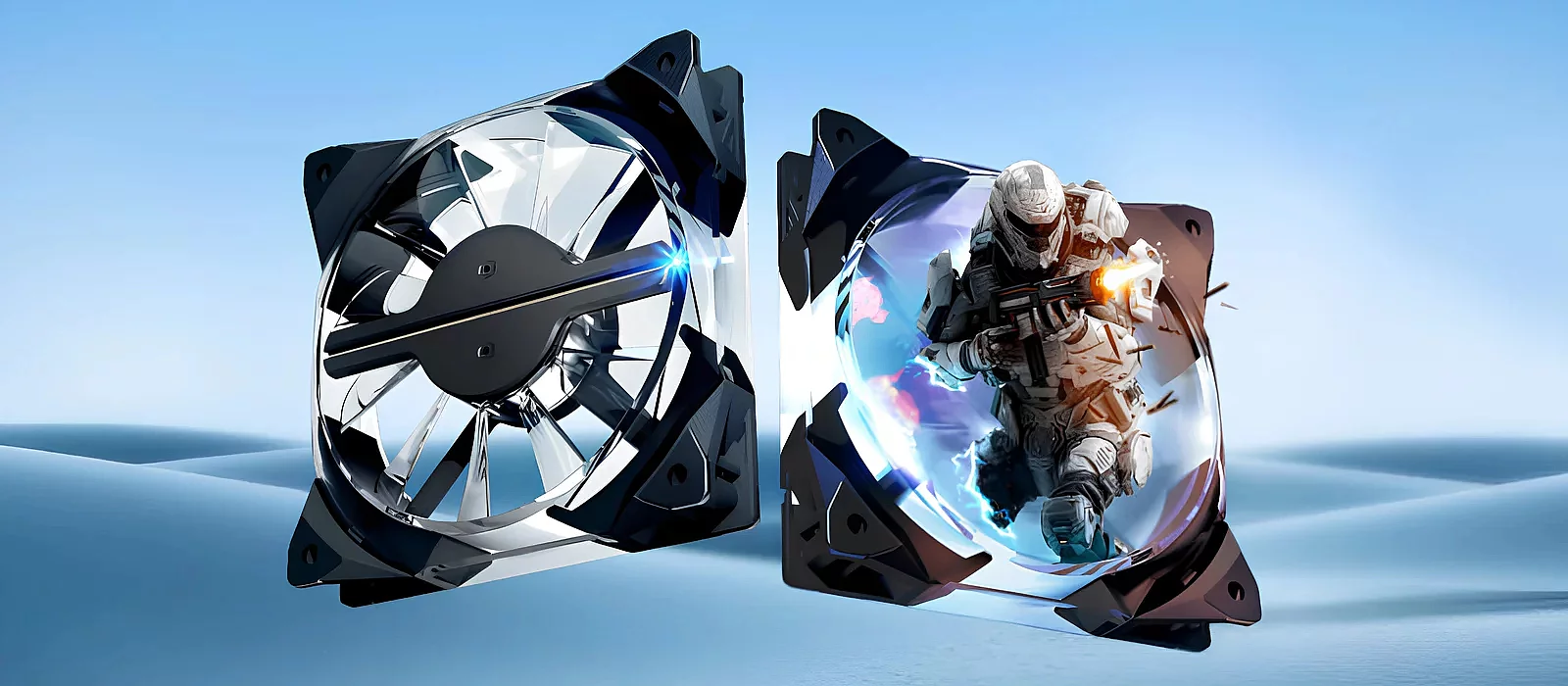 Coolify lance un ventilateur avec projection d'image sur les pales