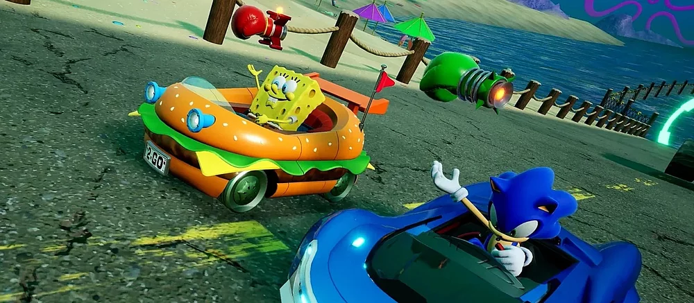 《音速赛车：跨世界预告片特色海绵宝宝》