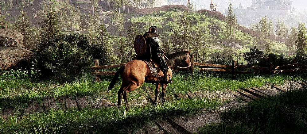 与机械龙的战斗 — 来自开放世界角色扮演动作游戏《猩红沙漠》的新游戏画面