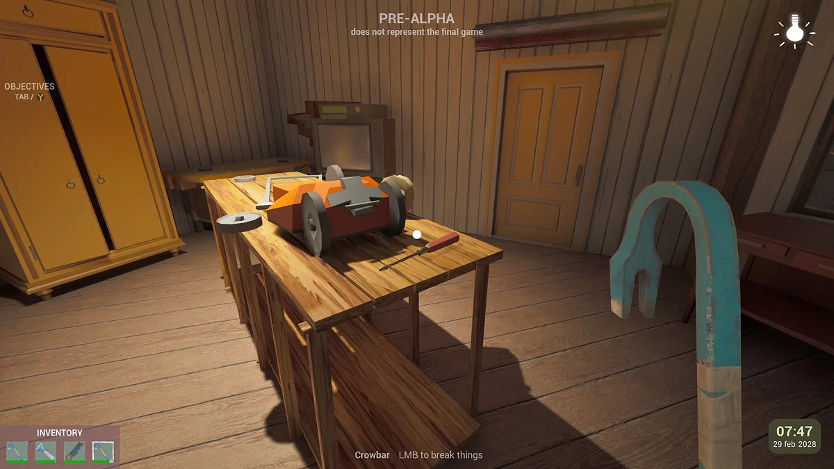 Screwdriver on the garage table