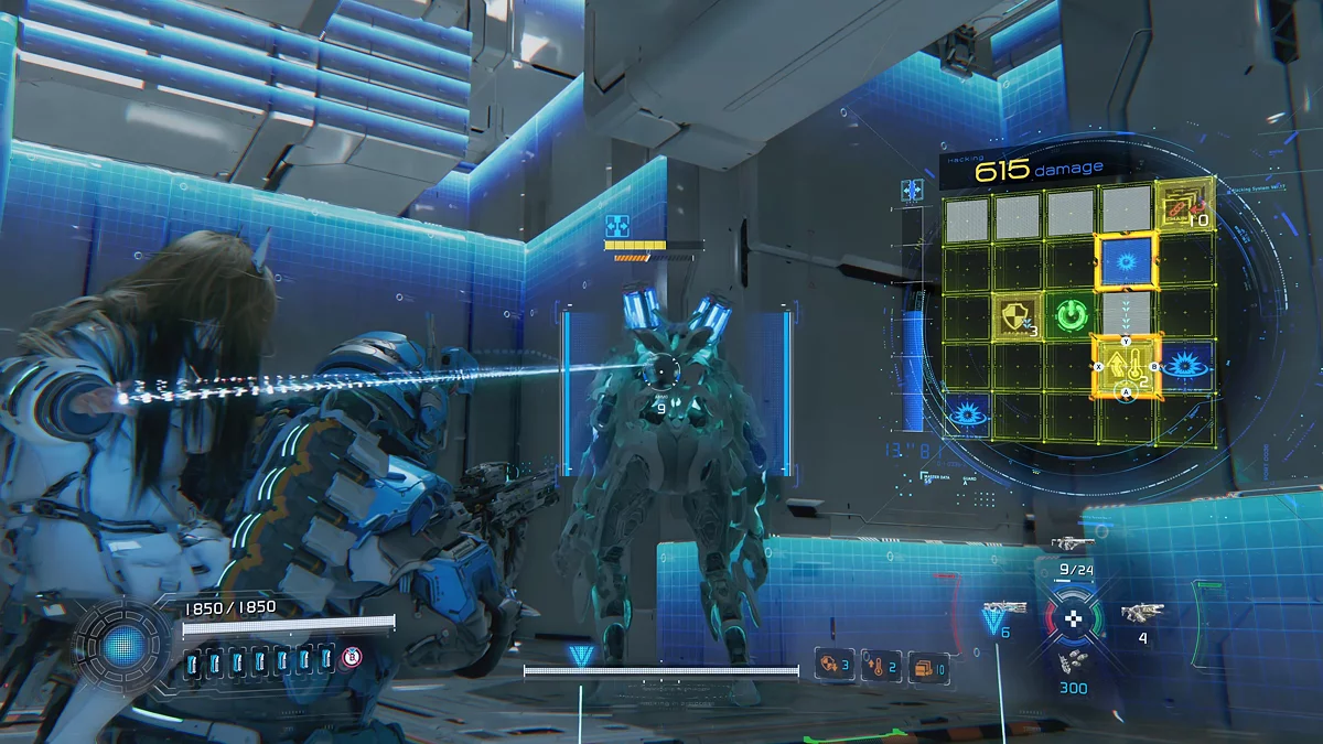 The orange bar under an enemy shows their overheat level