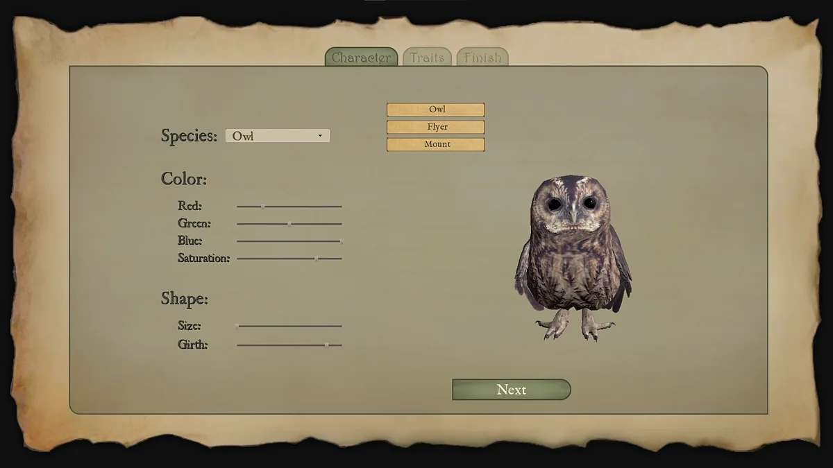 The character creation editor is very basic for now, with minimal customization options