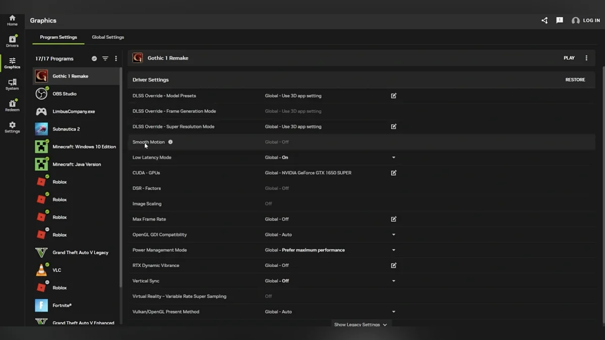 Enable the setting in the NVIDIA App