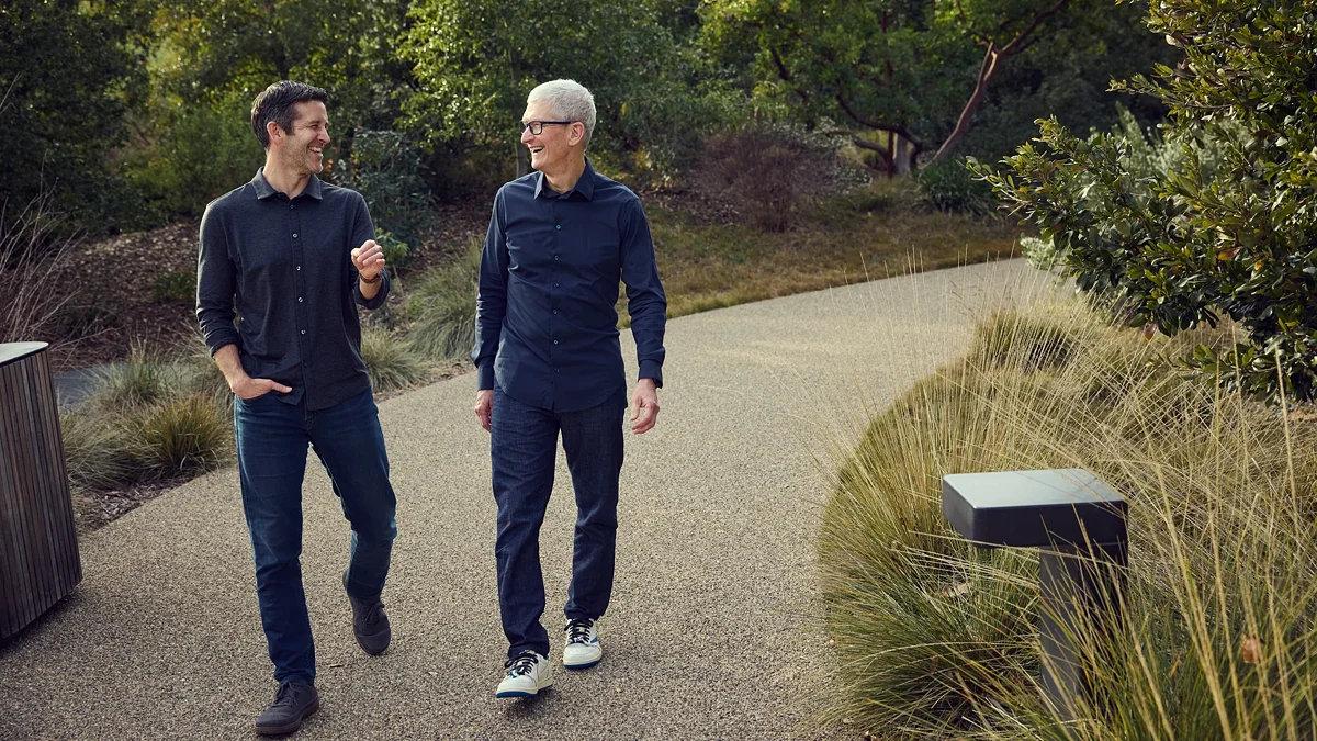 John Ternus and Tim Cook. Cook, for what it's worth, isn't leaving Apple — he remains executive chairman of the board