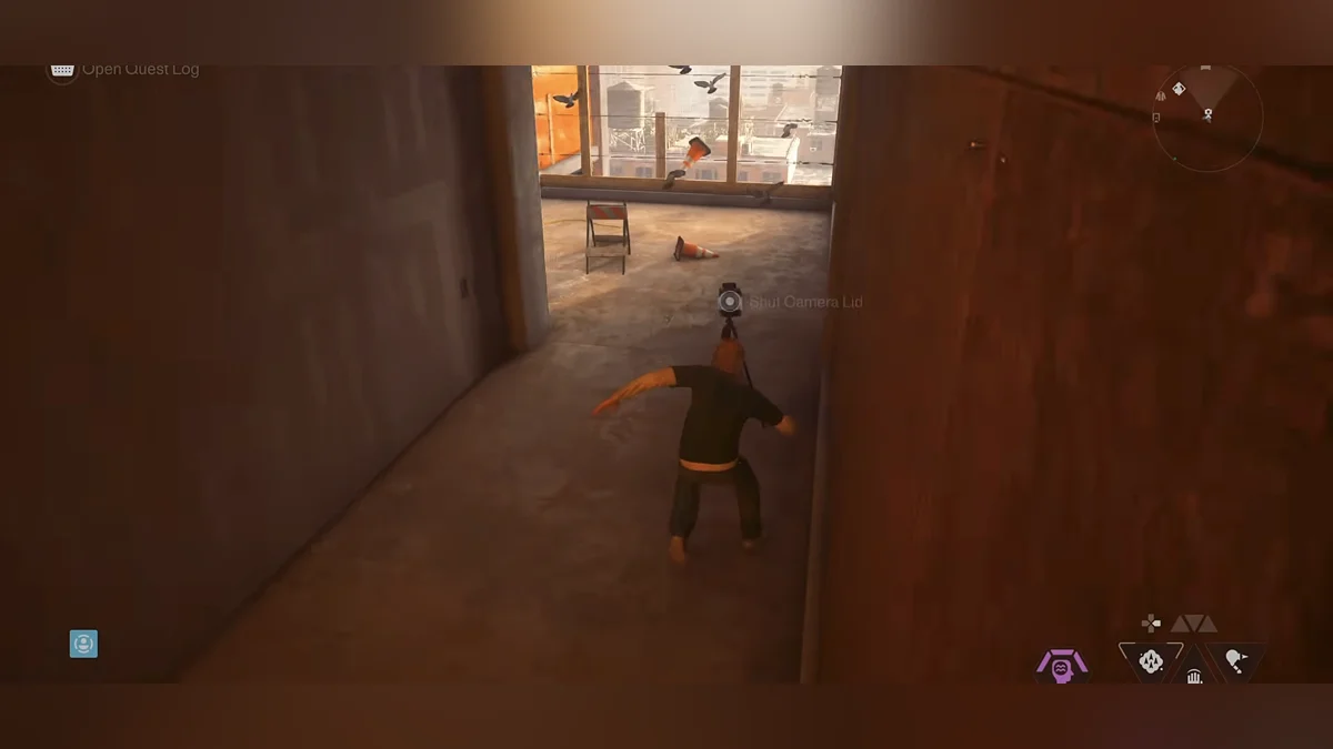 Drop behind the Camera through the opening in the ceiling