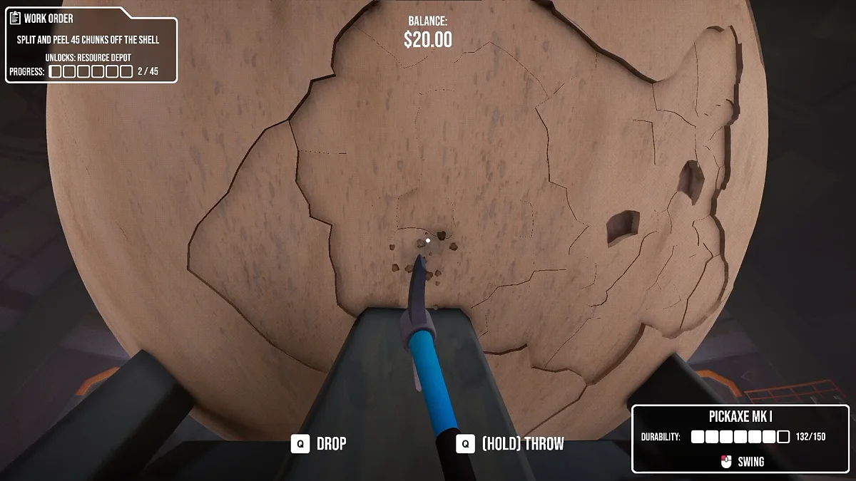 After some vigorous work with the pickaxe, it's time to bring in the chisel