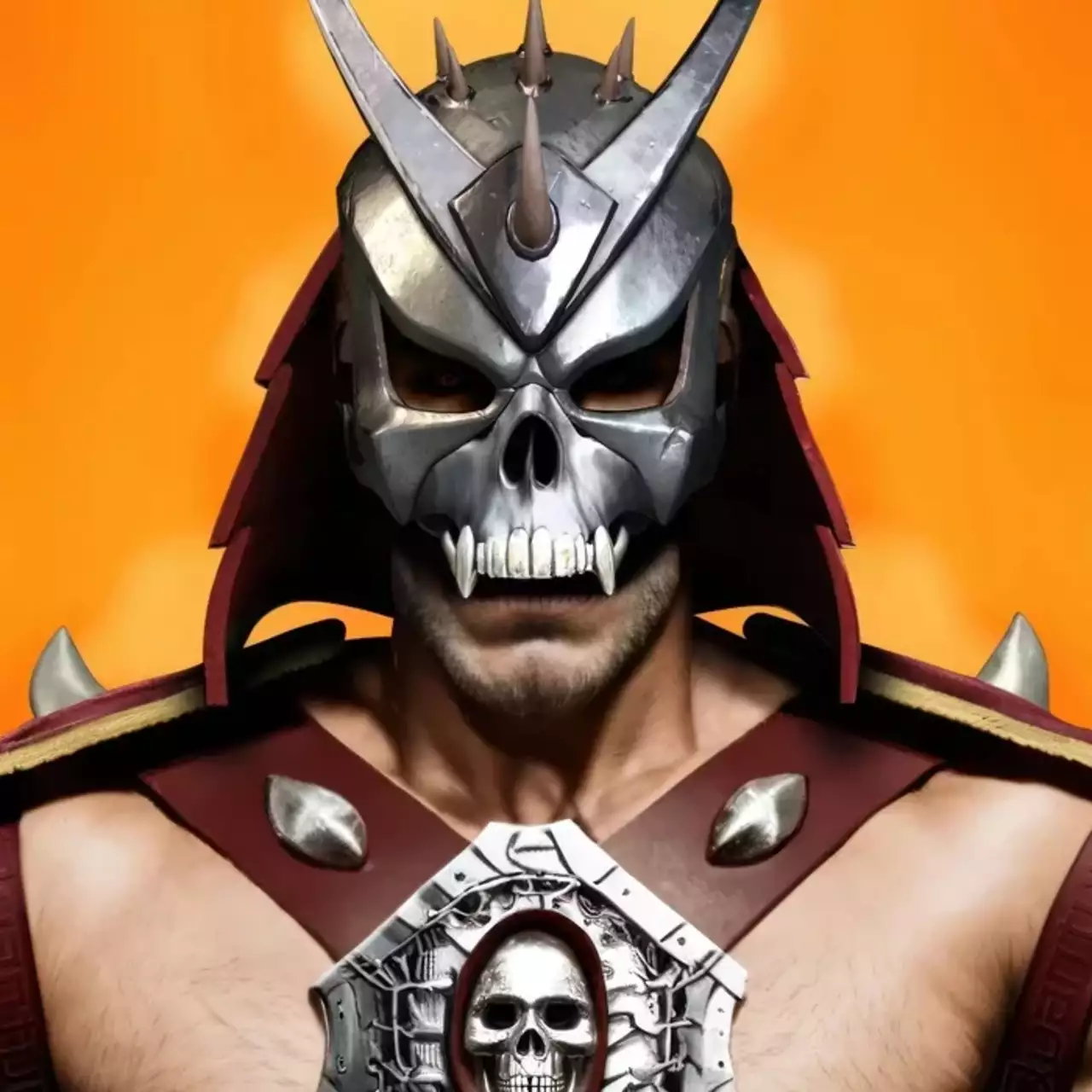 Klassischer Shao Kahn aus dem ikonischen Mortal Kombat 3 von 1995 probiert den neuen Filmhelm an