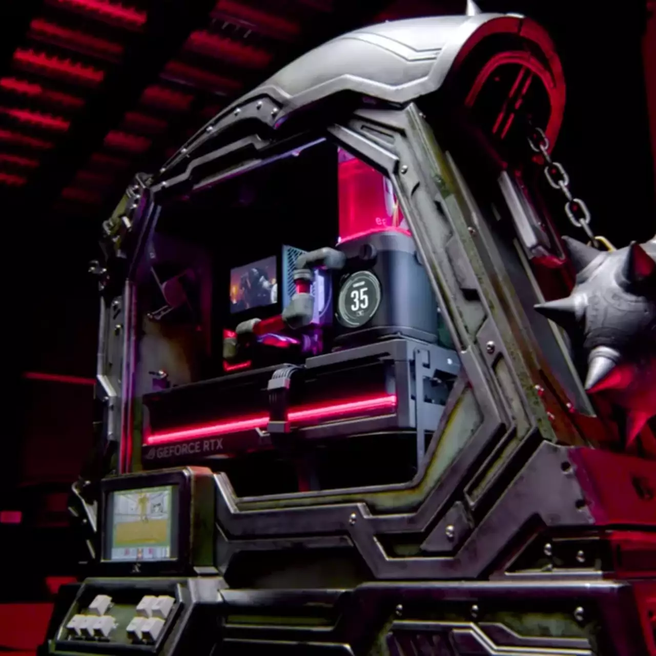 NVIDIA показала кастомний ПК в стилі Doom: The Dark Ages з вбудованим дисплеєм NVIDIA показала кастомний ПК в стилі Doom: The Dark Ages з вбудованим дисплеєм