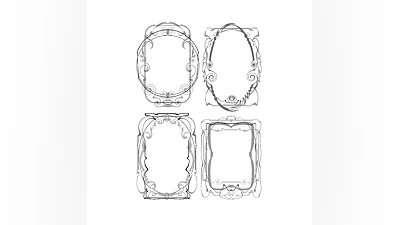 Black and white vector frames for text formatting, №2